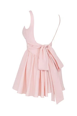 Soft Peach Bow Mini Dress -Traumhafte Kleider sb9124b 02