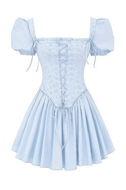 Soft Blue Broderie Corset Mini Dress -Traumhafte Kleider sb9167 01a