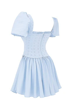 Soft Blue Broderie Corset Mini Dress -Traumhafte Kleider sb9167 02a