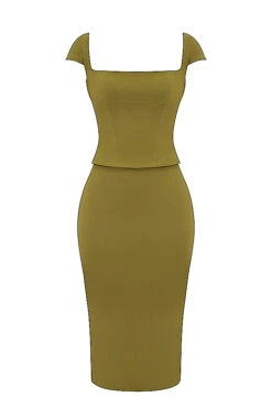 Olive Corset Midi Dress -Traumhafte Kleider sb9376 01a