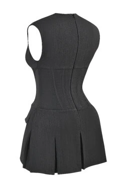 Charcoal Pleated Corset Dress -Traumhafte Kleider sb9441 02