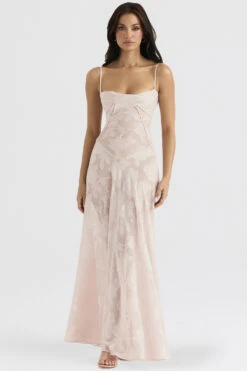 Soft Pink Floral Lace Back Maxi Dress -Traumhafte Kleider seren 1 1