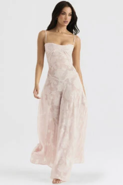Soft Pink Floral Lace Back Maxi Dress -Traumhafte Kleider seren 4 1