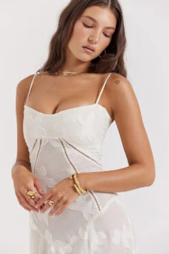 Vintage Cream Floral Lace Back Maxi Dress -Traumhafte Kleider seren 4