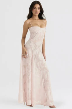 Soft Pink Floral Lace Back Maxi Dress -Traumhafte Kleider seren 6