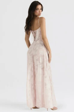 Soft Pink Floral Lace Back Maxi Dress -Traumhafte Kleider seren 7
