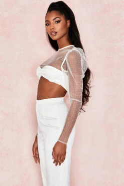 Ivory Crystal Cropped Top -Traumhafte Kleider serenaamalia 11