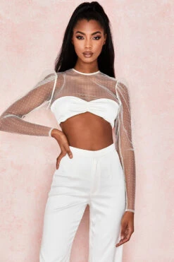 Ivory Crystal Cropped Top -Traumhafte Kleider serenaamalia 9