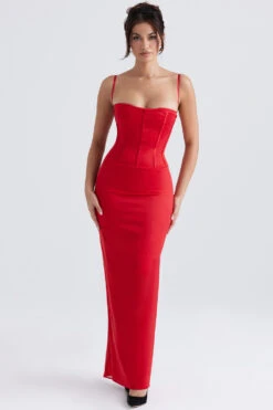 Red Satin Corset Maxi Dress -Traumhafte Kleider shani 1