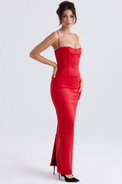 Red Satin Corset Maxi Dress -Traumhafte Kleider shani 5