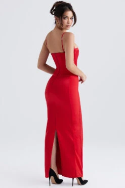 Red Satin Corset Maxi Dress -Traumhafte Kleider shani 6
