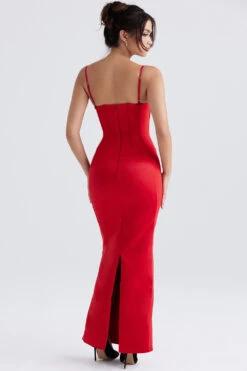 Red Satin Corset Maxi Dress -Traumhafte Kleider shani 7