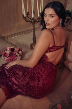 Cranberry Devore Midi Dress -Traumhafte Kleider shot 05 1667