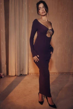 Grape Ribbed Knit Maxi Dress -Traumhafte Kleider shot 06 3311