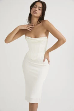 Ivory Satin Strapless Corset Midi Dress -Traumhafte Kleider sienna 11