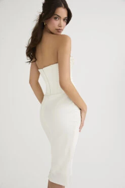 Ivory Satin Strapless Corset Midi Dress -Traumhafte Kleider sienna 15