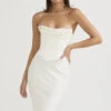 Ivory Satin Strapless Corset Midi Dress -Traumhafte Kleider sienna 7a