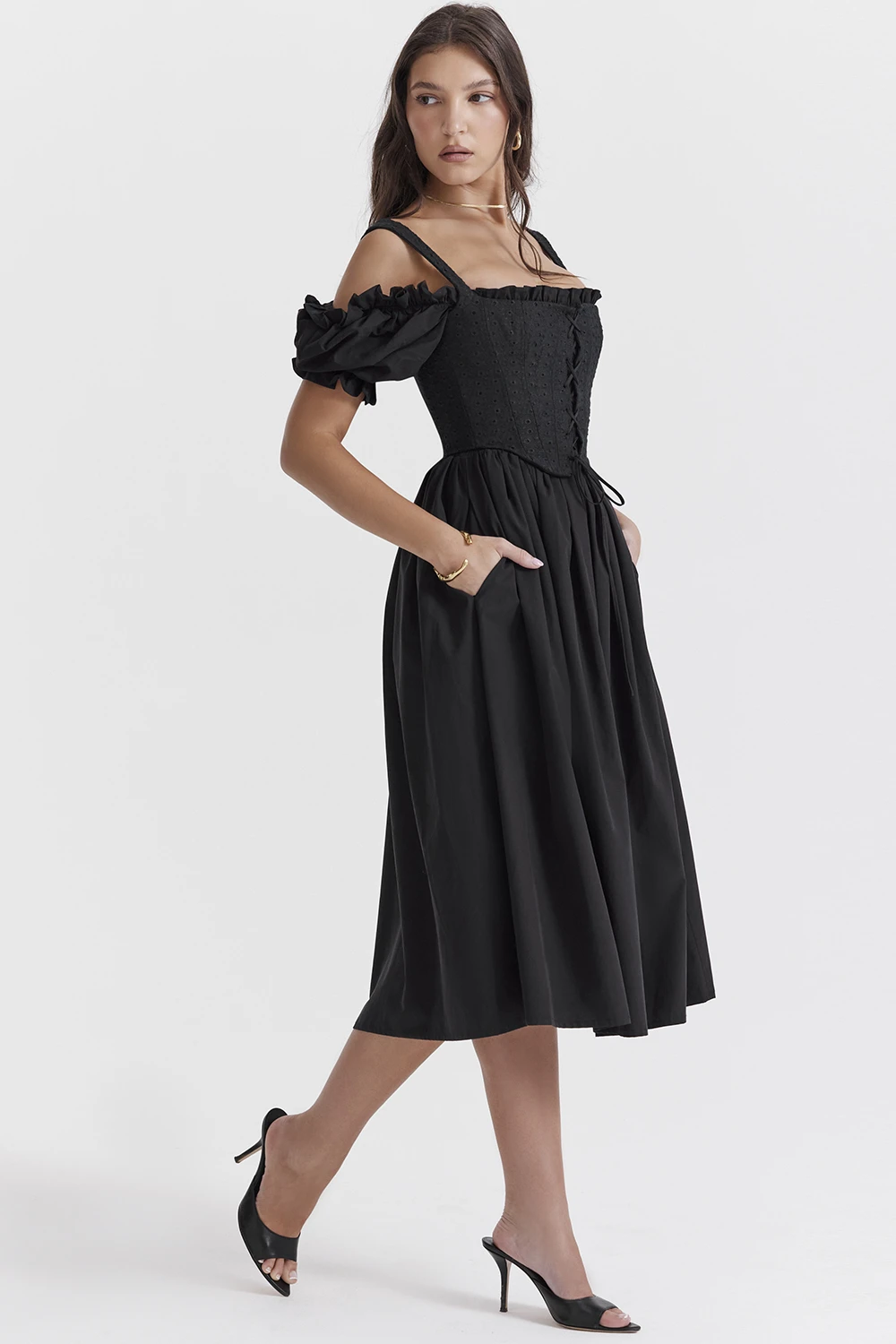 Black Puff Sleeve Midi Sundress 11 Black Puff Sleeve Midi Sundress – Bild 9