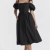 Black Puff Sleeve Midi Sundress -Traumhafte Kleider silvana 3