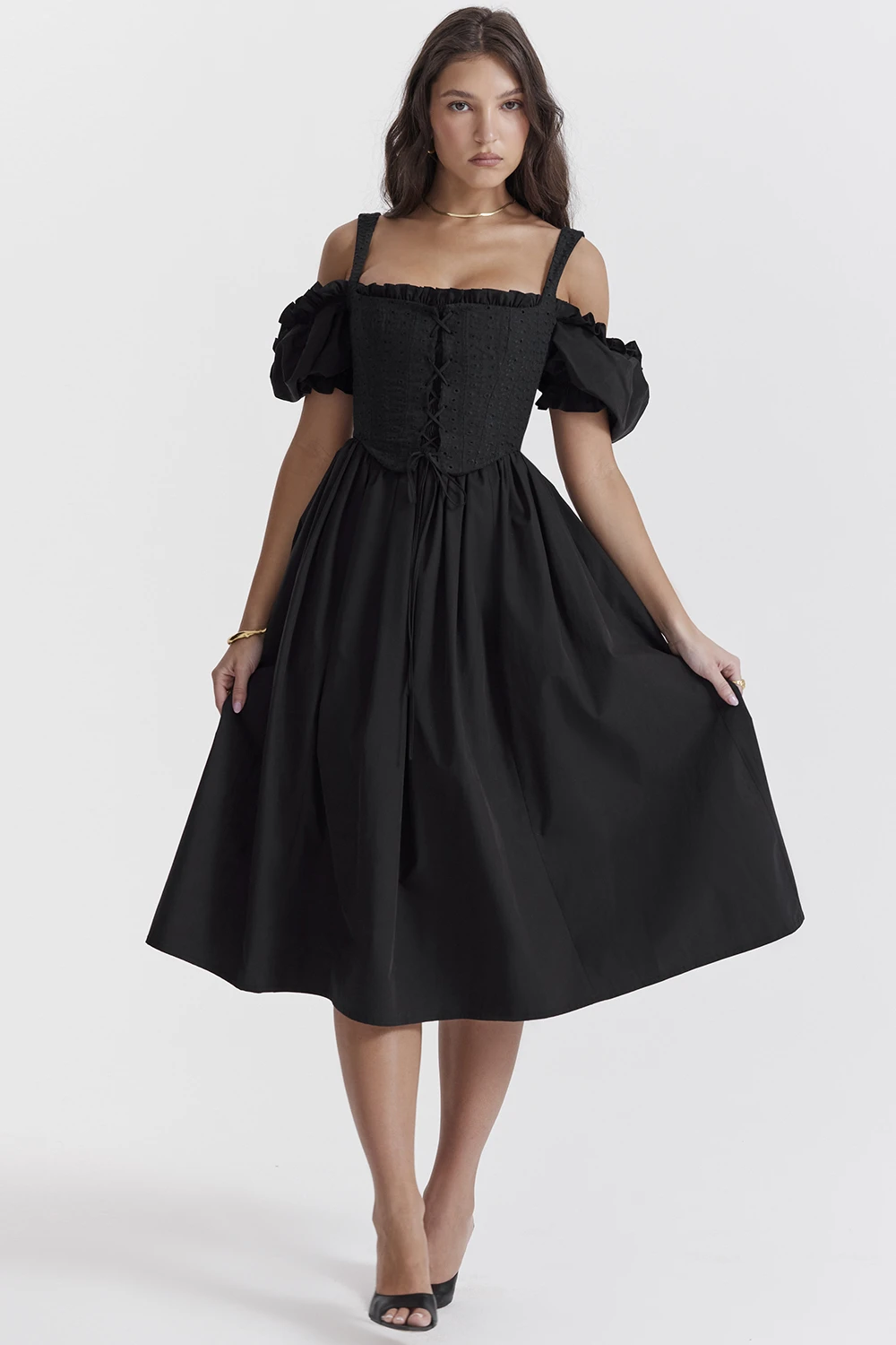 Black Puff Sleeve Midi Sundress 6 Black Puff Sleeve Midi Sundress – Bild 4