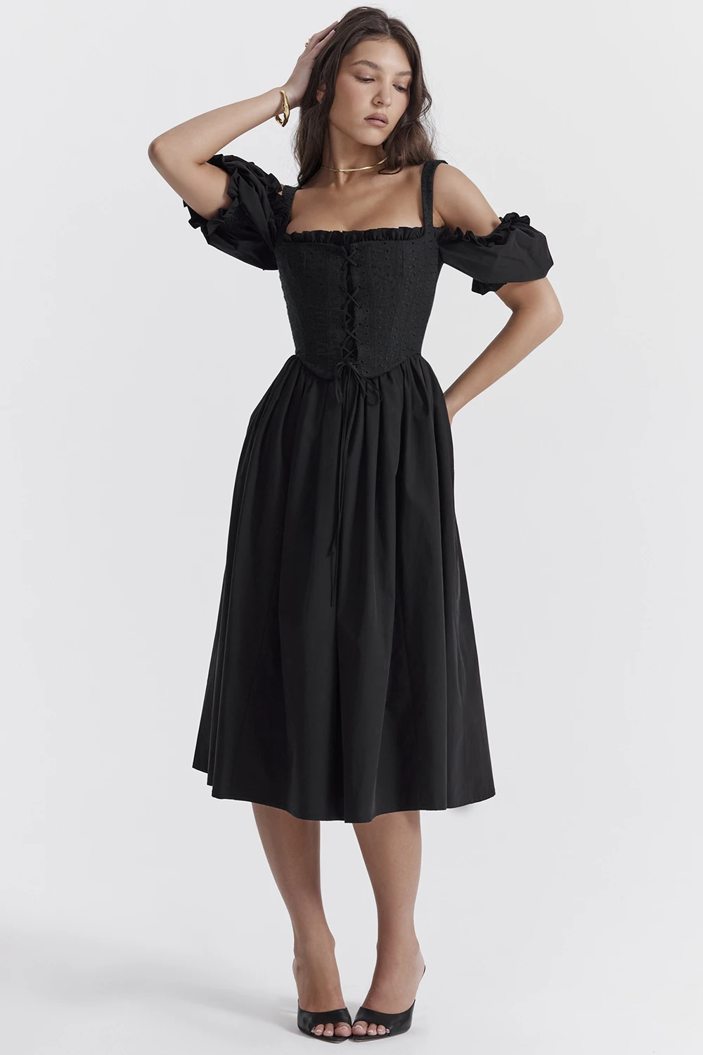Black Puff Sleeve Midi Sundress 7 Black Puff Sleeve Midi Sundress – Bild 5