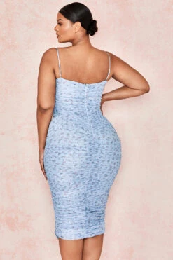 Blue Floral Ruched Midi Dress 28 Blue Floral Ruched Midi Dress -Traumhafte Kleider sirene 14a