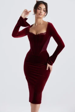 Wine Velvet Corset Dress -Traumhafte Kleider solaine 3
