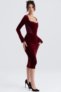 Wine Velvet Corset Dress -Traumhafte Kleider solaine 6