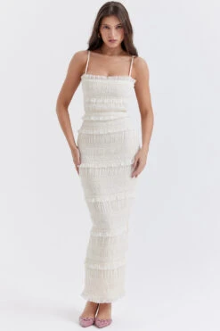 Ivory Sequin Pleat Maxi Dress -Traumhafte Kleider solana 4