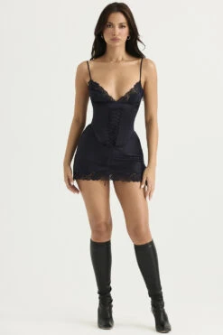 Navy Satin Slip Dress -Traumhafte Kleider soraya 1 1