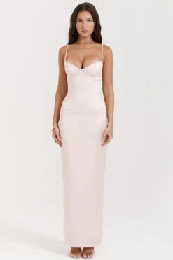 Soft Peach Corset Maxi Dress
