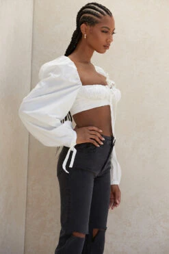 White Balloon Sleeve Corset Top -Traumhafte Kleider stella 4