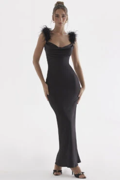 Black Satin Maxi Dress