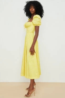 Yellow Floral Puff Sleeve Midi Dress -Traumhafte Kleider tallulah 10t