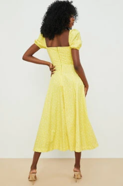Yellow Floral Puff Sleeve Midi Dress -Traumhafte Kleider tallulah 11t