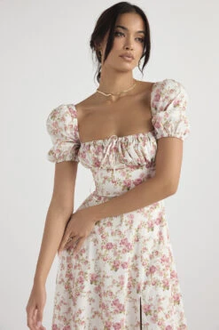 Rose Print Puff Sleeve Midi Sundress -Traumhafte Kleider tallulah 5