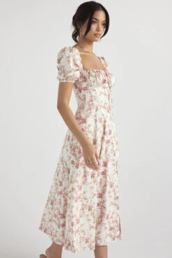Rose Print Puff Sleeve Midi Sundress -Traumhafte Kleider tallulah 7