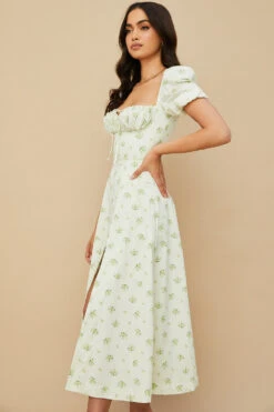 Ivory Floral Puff Sleeve Midi Dress 15 Ivory Floral Puff Sleeve Midi Dress -Traumhafte Kleider tallulah 8 2