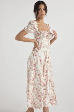 Rose Print Puff Sleeve Midi Sundress -Traumhafte Kleider tallulah 8