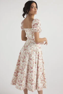 Rose Print Puff Sleeve Midi Sundress -Traumhafte Kleider tallulah 9