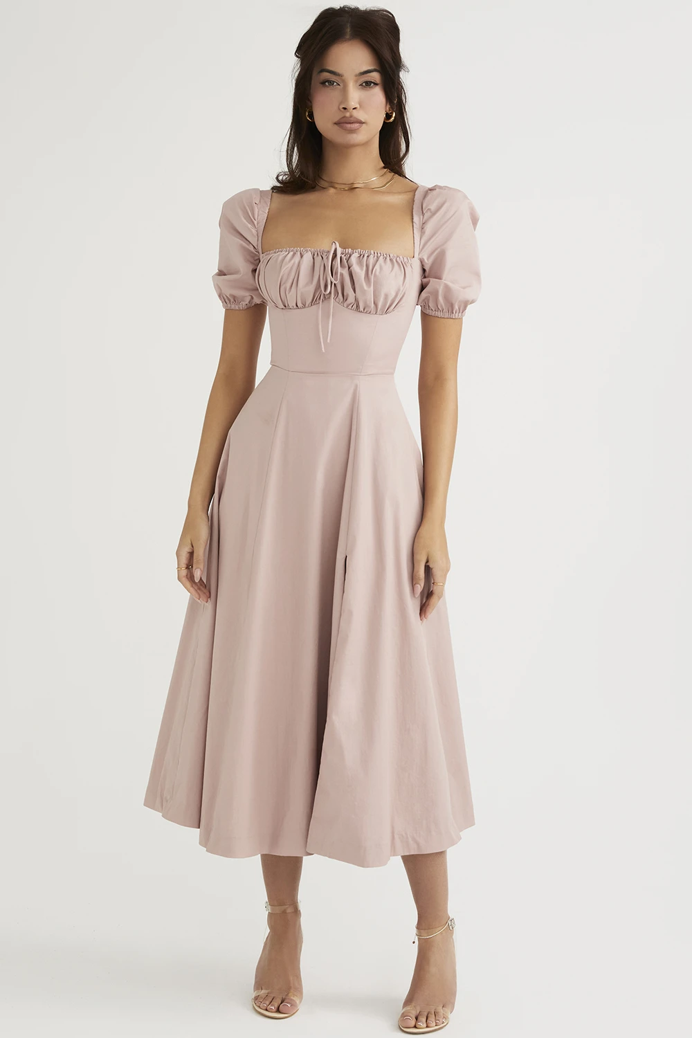Blush Puff Sleeve Midi Dress 3 Blush Puff Sleeve Midi Dress