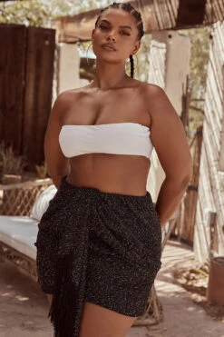 White Linen Mix Bandeau Top -Traumhafte Kleider tanice white 13