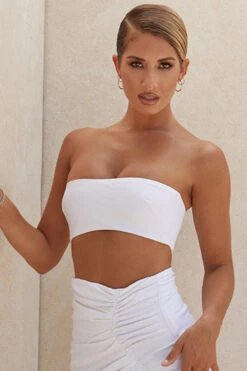 White Linen Mix Bandeau Top -Traumhafte Kleider tanicejada 4a