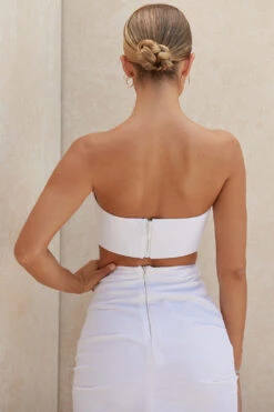 White Linen Mix Bandeau Top -Traumhafte Kleider tanicejada 6