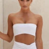 White Linen Mix Bandeau Top -Traumhafte Kleider tanicejada 9a