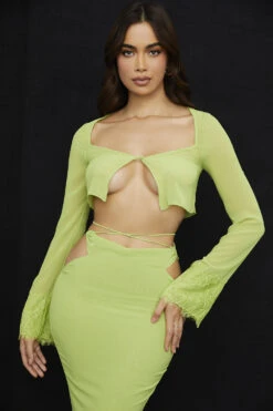 Lime Green Georgette Cropped Top -Traumhafte Kleider taramadeline 5