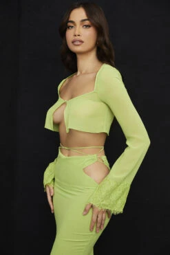 Lime Green Georgette Cropped Top -Traumhafte Kleider taramadeline 6