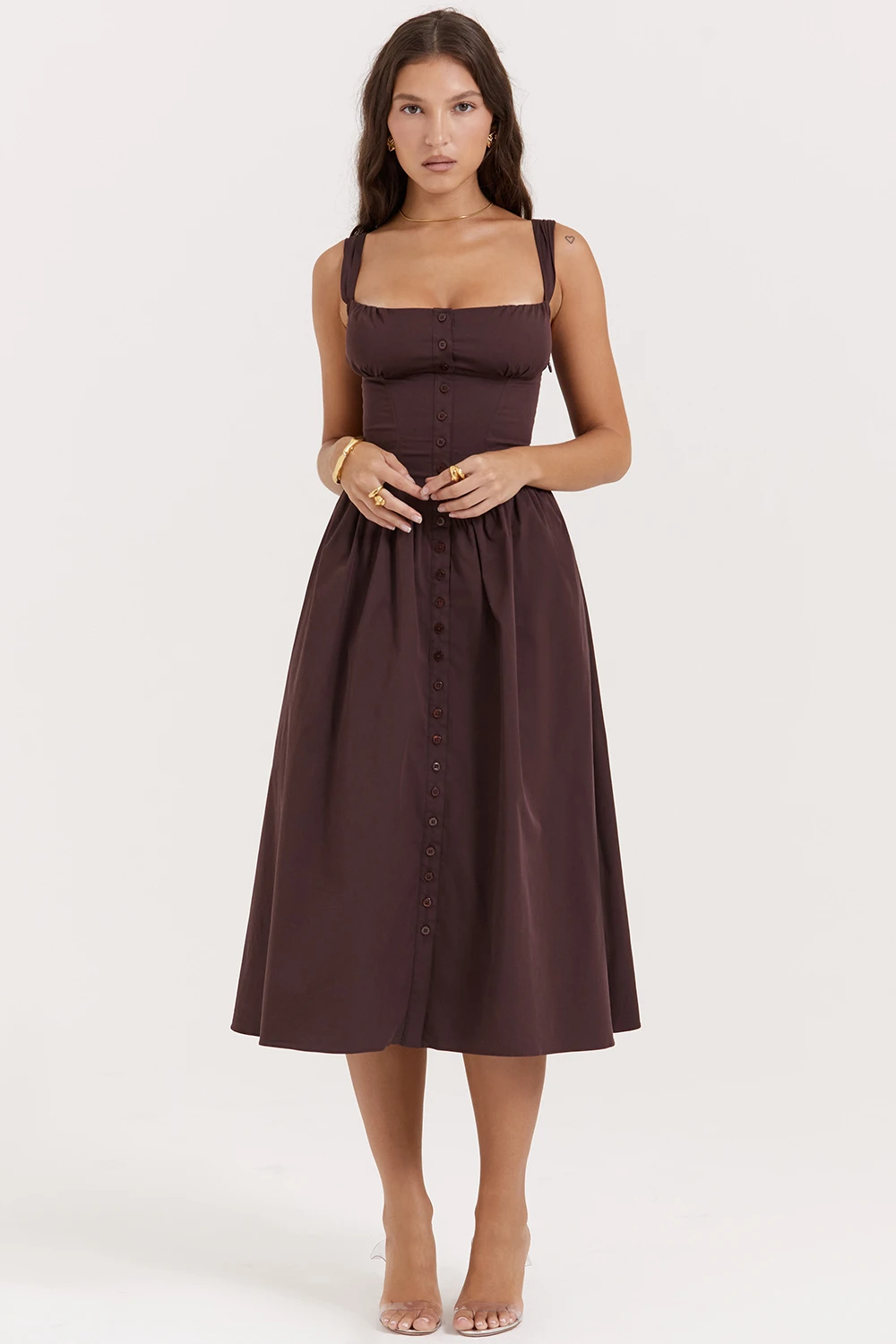 Rich Brown Midi Sundress 5 Rich Brown Midi Sundress – Bild 3
