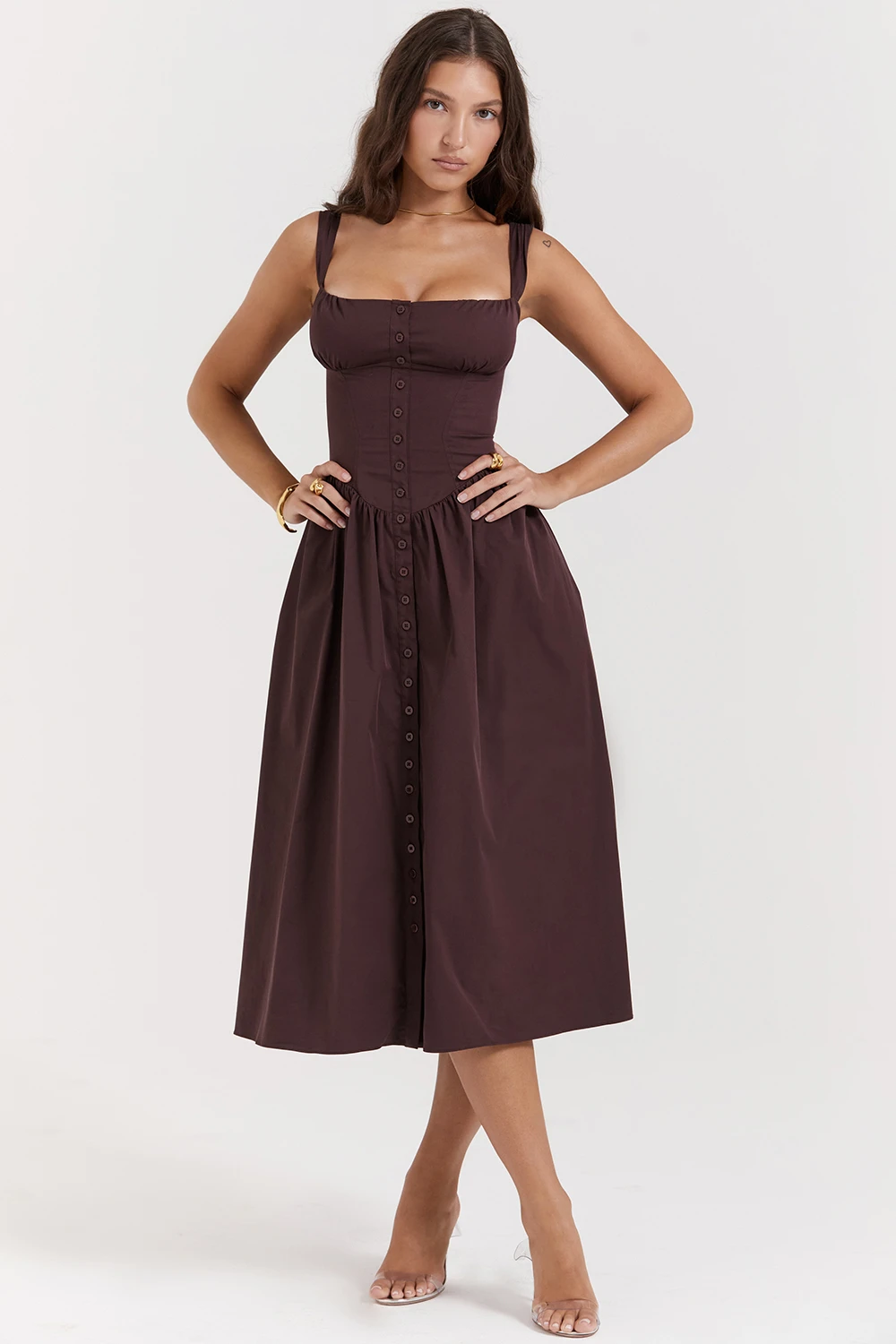 Rich Brown Midi Sundress 7 Rich Brown Midi Sundress – Bild 5