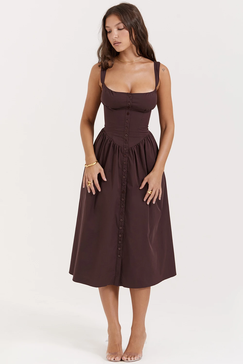Rich Brown Midi Sundress 8 Rich Brown Midi Sundress – Bild 6